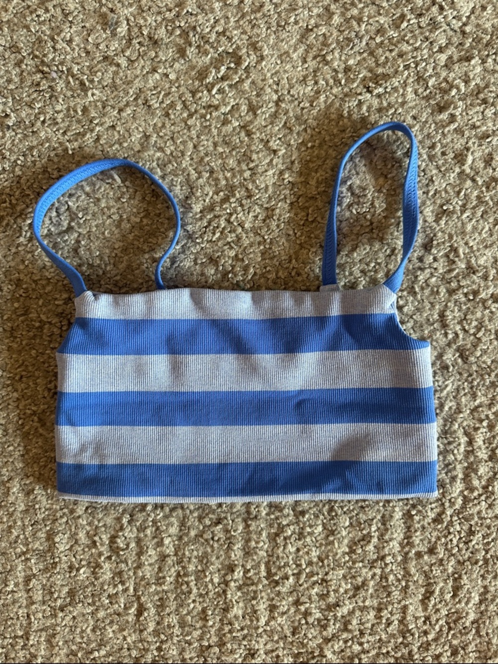 Free People Blue and White Striped Ribbed Bralette